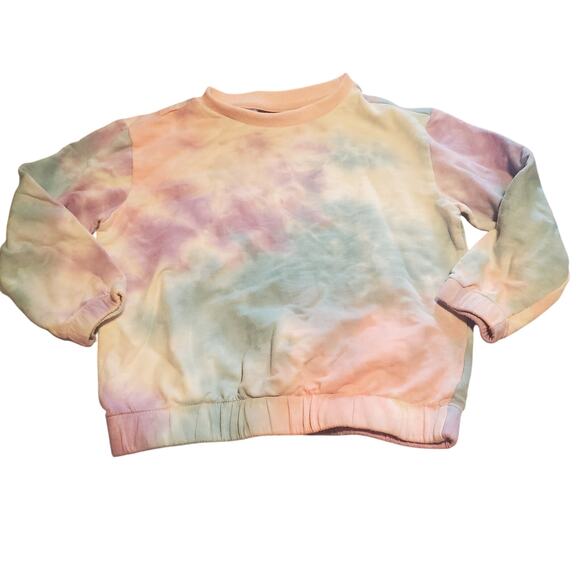 Andy & Evan Size 5/6 Cropped Pastel Tie Dye Sweatshirt 100% Cotton - Picture 1 of 6